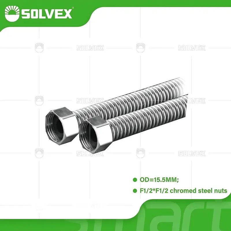 Flexible Corrugated Stainless Steel Supply Hoses – 1/2" Fip X 1/2" Fip Chrome Nuts 1
