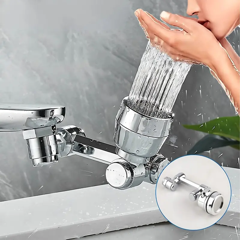 Flexible Faucet Adapter For Bathroom Sink – Silver-Finished Hose Connector 1