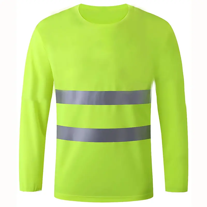 Fluorescent Yellow Safety Sweatshirt – Long-Sleeve With Reflective Stripes For Enhanced Visibility 1