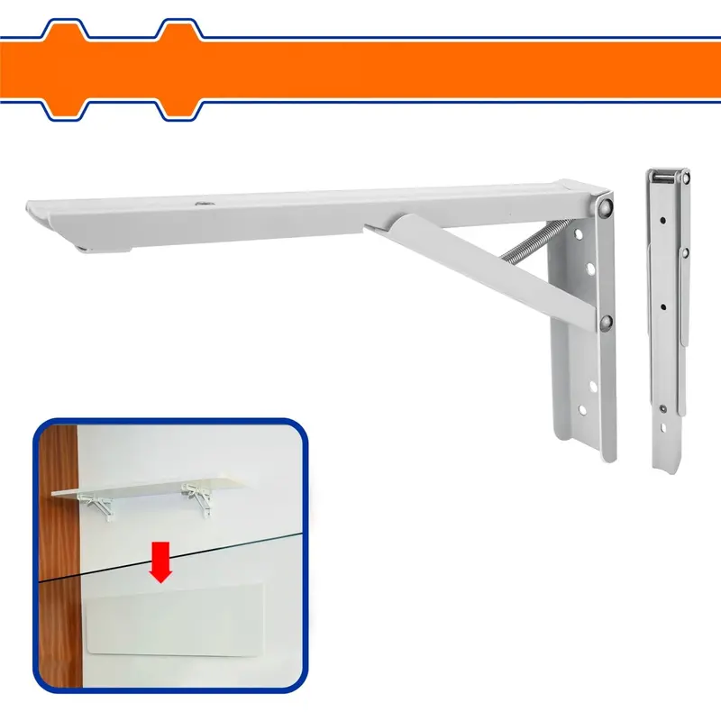 Foldable Shelf Bracket – White, 1.4Mm Steel, 30Kg Load Capacity, 8 Mounting Points (Hardware Not Included) 1