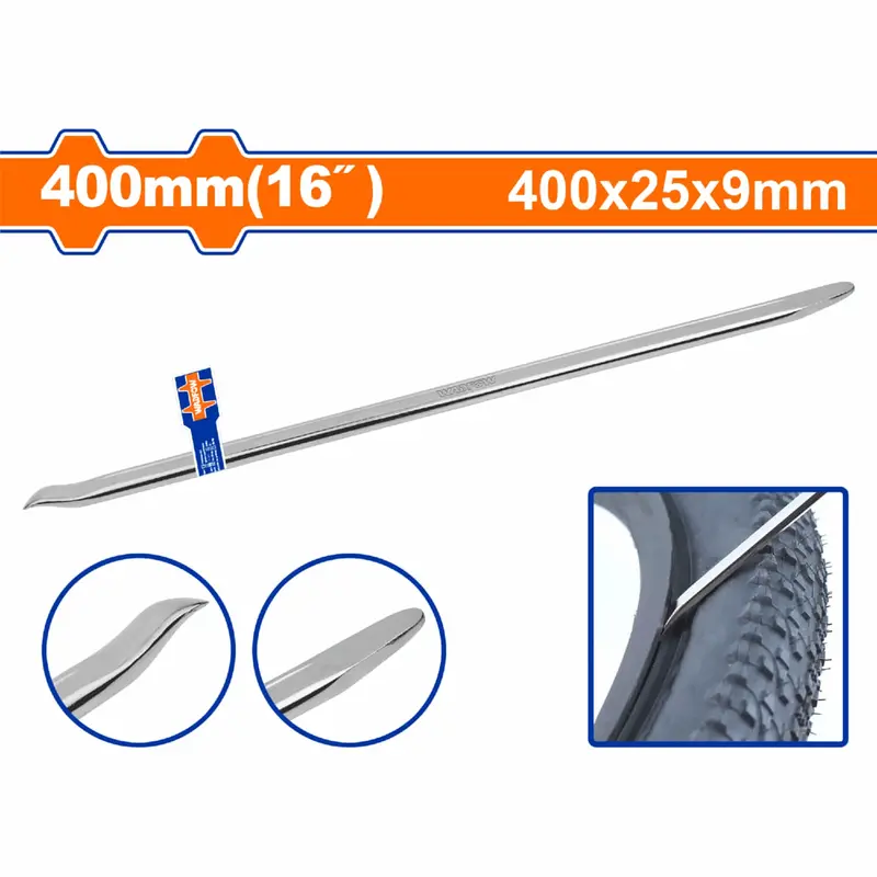 Forged Carbon Steel Tire Iron – 16" (400 Mm) Lever, 400×25×9 Mm Profile, Heat-Treated With Rubber Grips 1