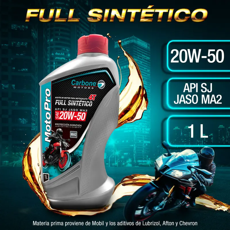Full-Synthetic Motorcycle Oil – 20W-50, Api Sj / Jaso Ma2, 1-Liter Bottle For 4-Stroke Bikes 1