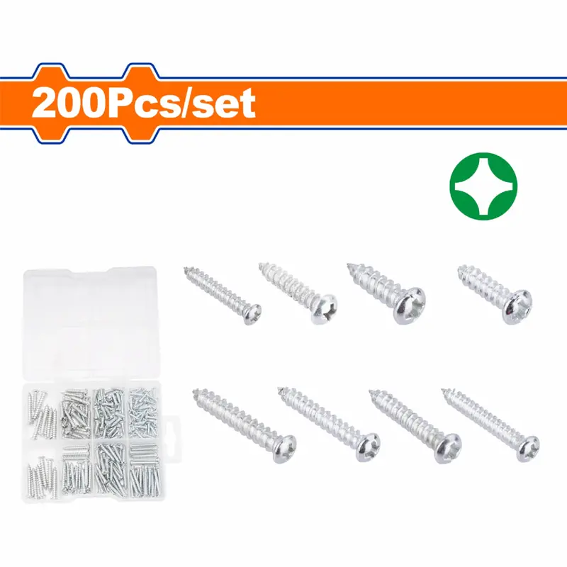 Galvanized Phillips Round-Head Wood Screws – 200-Pack 1