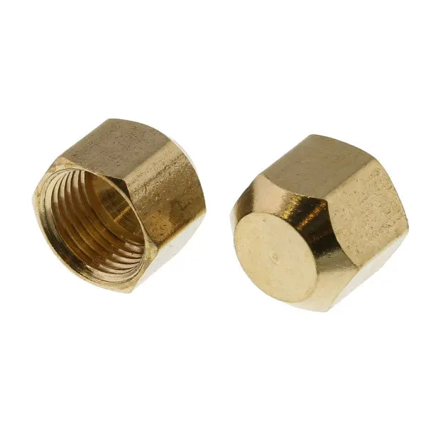 Gas-Line Flare Caps – #56 Size, Protective Brass End Caps For Unused Flare Fittings 1