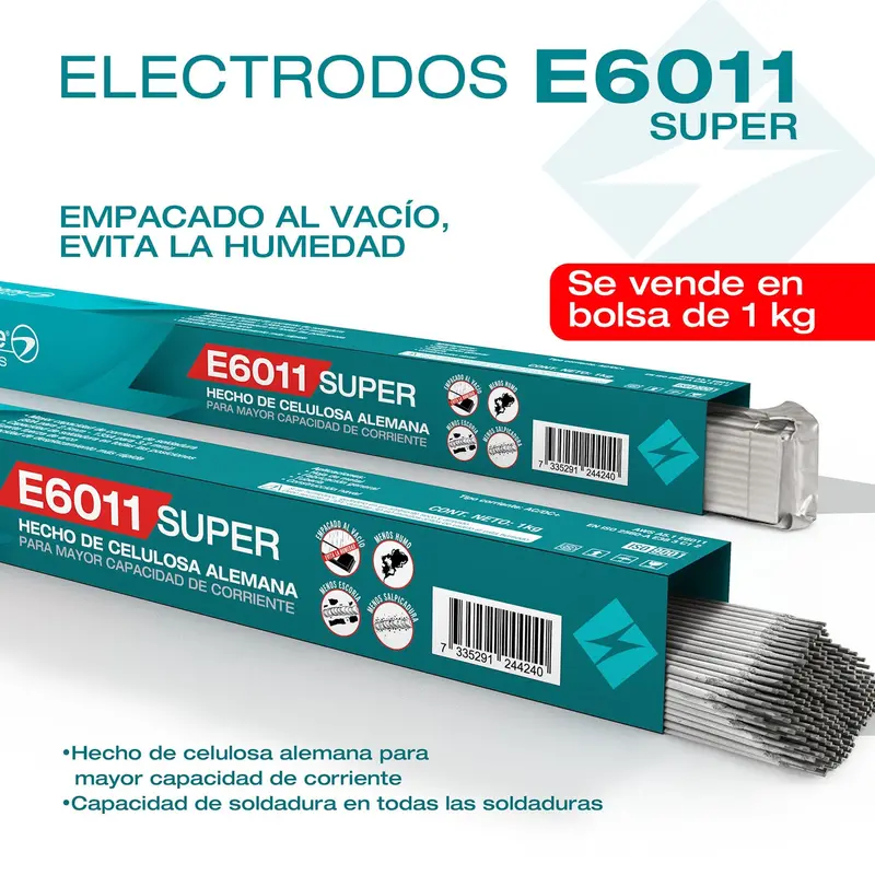 German Cellulose 6011 Welding Electrodes – 2.5 Mm (3/32") Diameter, Vacuum-Sealed 1 Kg Pack 1