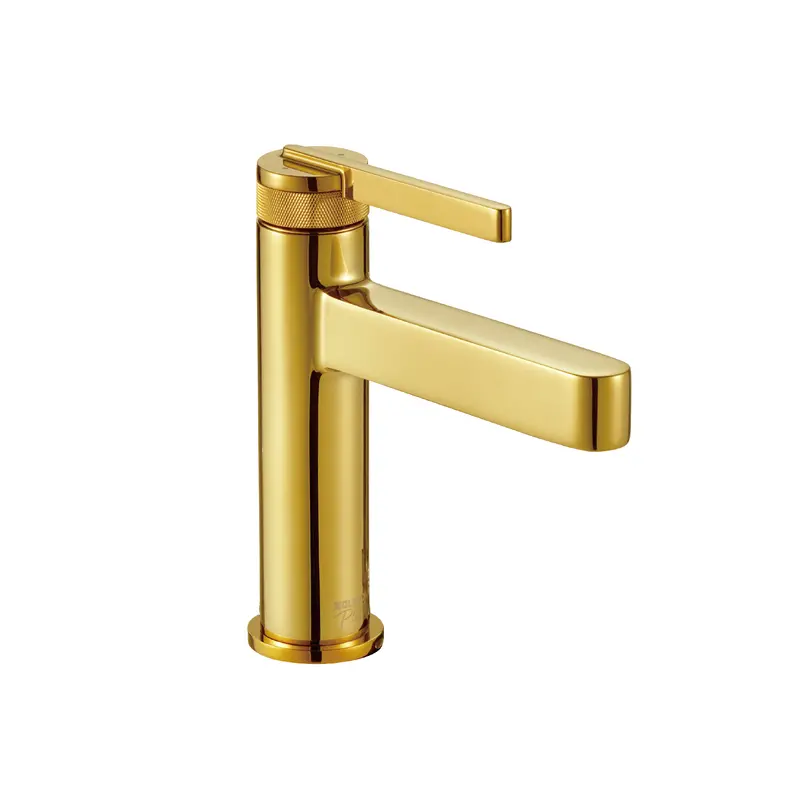 Gold-Finished Single-Hole Lavatory Faucet – Cold & Hot Water Spout, 17.5 Cm Height, Lifetime Warranty 2