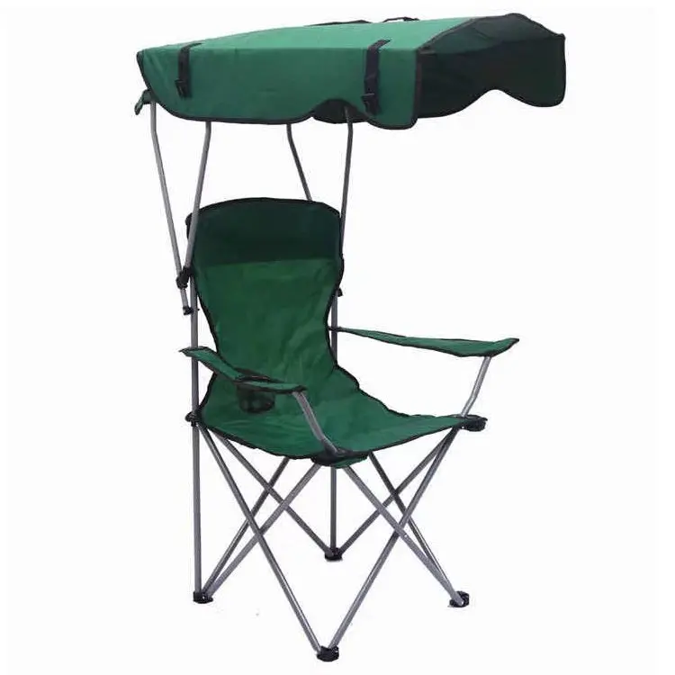 Green Foldable Chair With Cup Holder And Canopy (50 X 50 X 90–120 Cm) 1