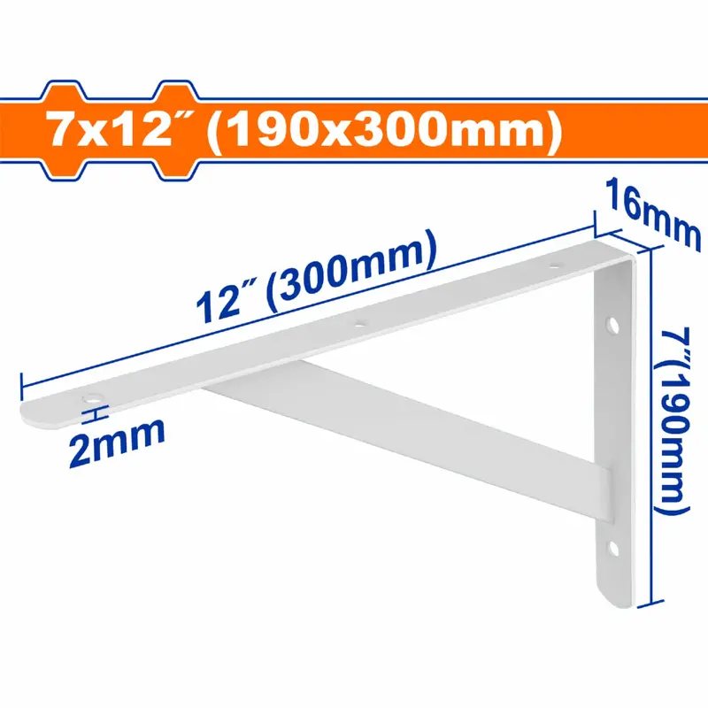 Heavy-Duty 7" X 12" Reinforced Shelf Bracket – 2 Mm Thickness, 50 Kg Load, 6-Mount Design 1