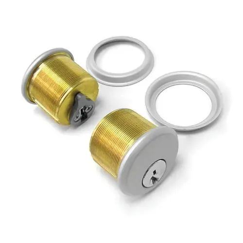 Heavy-Duty Bronze Mortise Cylinder – 1-5/32", Brushed Silver Finish (2 Keys Included, Sold In Pairs) 1