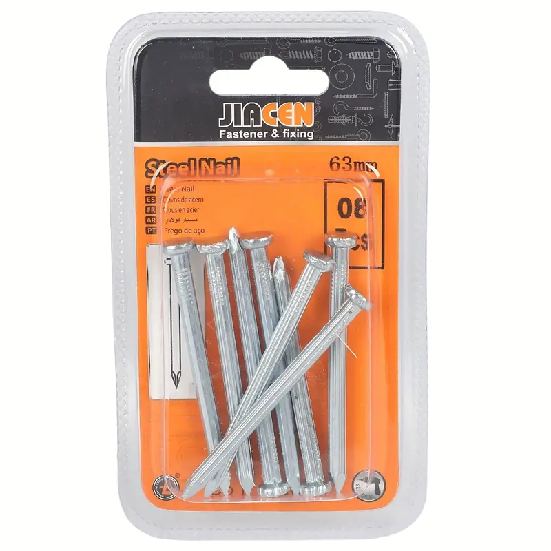 Heavy-Duty Concrete Nails – 63 Mm Sharp Tip, Reinforced Iron, 8-Piece Pack 1