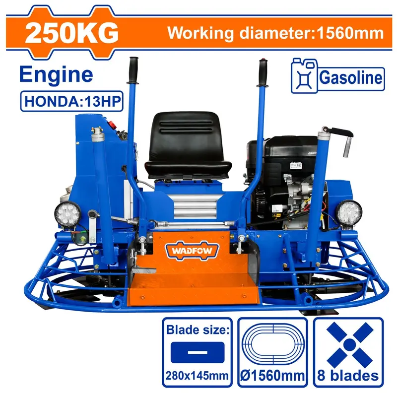 Heavy-Duty Gas-Powered Power Trowel – 13 Hp Engine, 250 Kg, Iron Pan, 156 Cm Rotor Diameter 1
