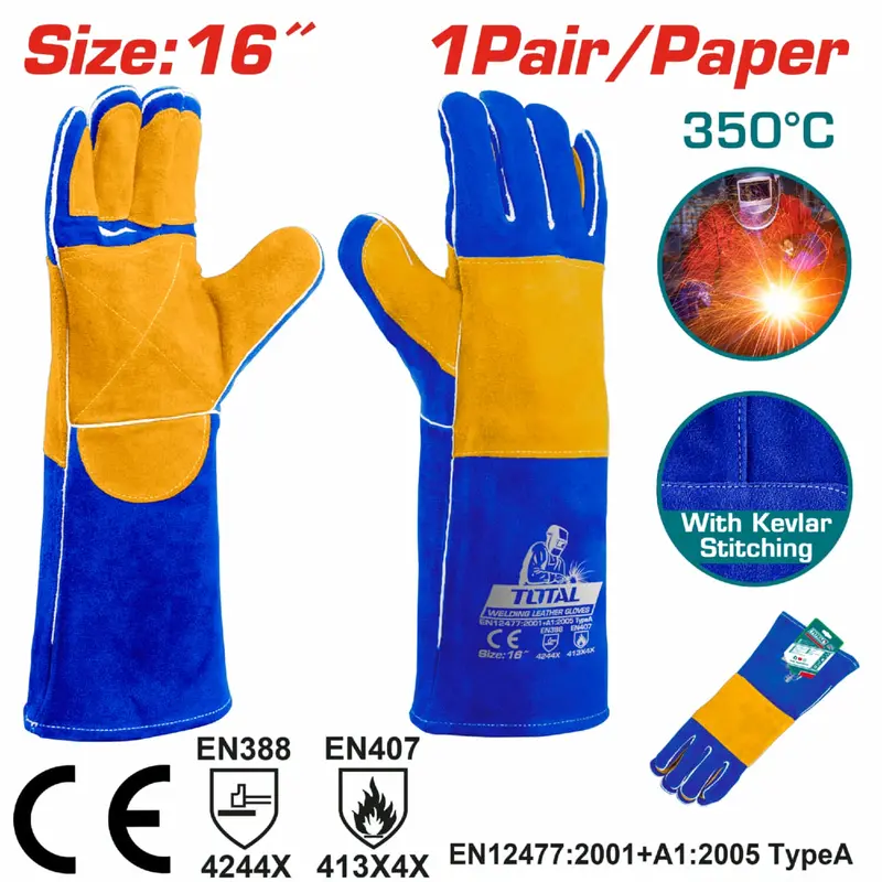 High-Temperature Welding Gloves – 16-Inch Length, Cowhide & Kevlar Blend (Pair) 1