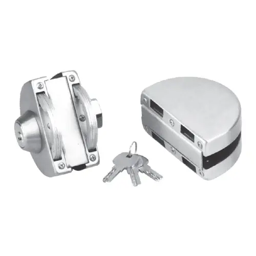 Hook-Type Double-Door Lock With Strike Plate – No Drilling Needed (8–12 Mm Glass), Satin Finish 1