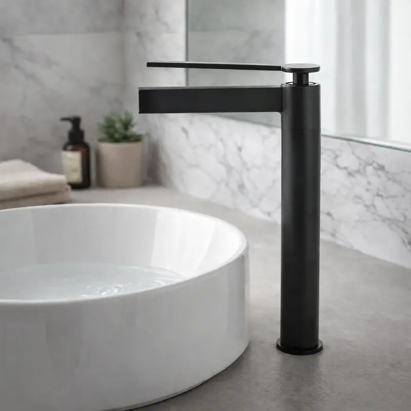 Industrial-Style Basin Faucet – 26 Cm Monobloc, Matte Black Finish, Modern Bathroom Fixture 1