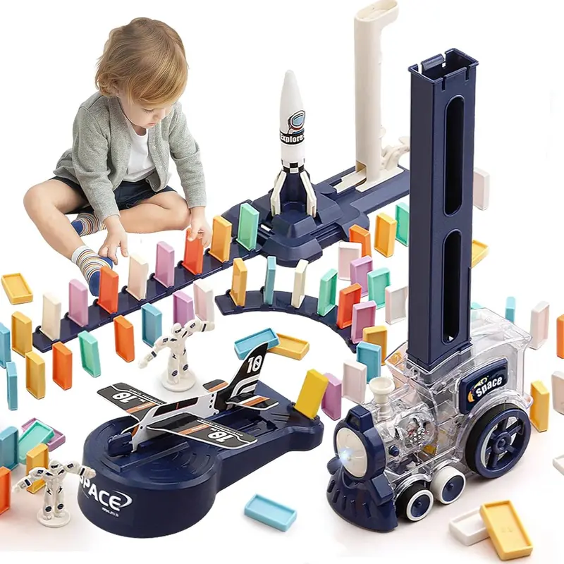 Interactive Electric Domino Train Toy For Kids – 200-Piece Educational Building Set 1