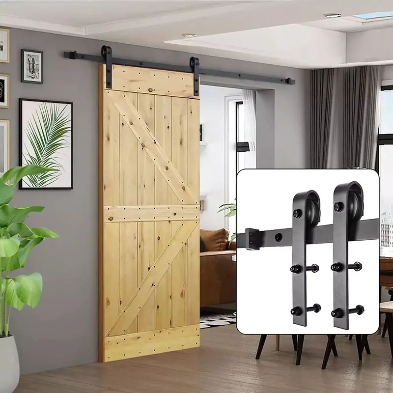 J-Shaped Side-Mount Barn Door Track Kit – Wooden Sliding Door System 1