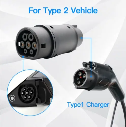 J1772 (Sae Type 1) To Type 2 (Iec 62196-2) Ev Charging Adapter 1