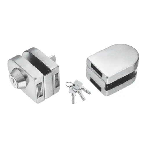 Keyed Latch Lock With Internal Bolt For Double Glass Doors – No Drilling Required (8–12 Mm Glass), Polished Finish 1