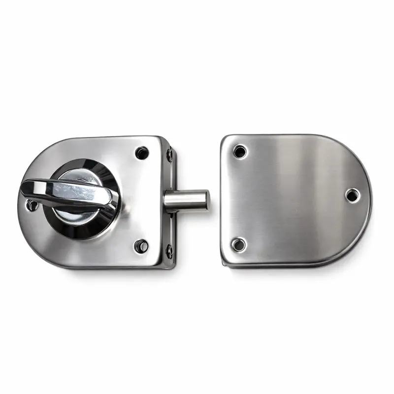 Keyless Double-Door Latch – Drill-Free Installation On 8–12 Mm Glass, Satin Finish 1