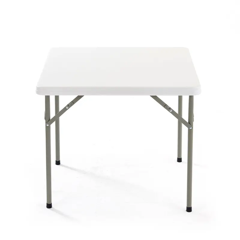 Large Square Folding Plastic Table – 34×34" (86×86 Cm), Hdpe Top, Powder-Coated Steel Frame 1