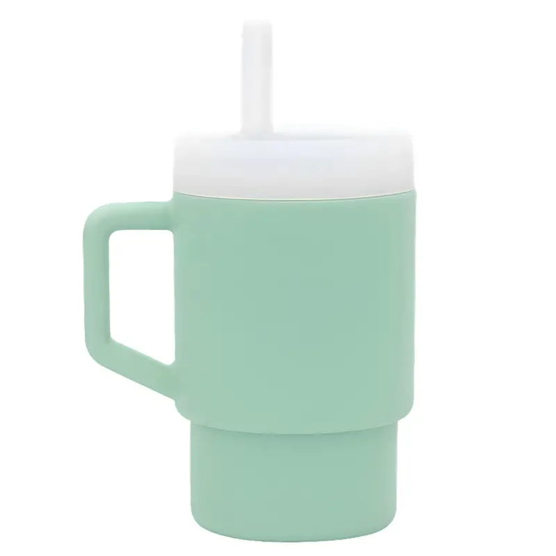 Leak-Proof Silicone Sippy Cup For Kids – 310 Ml Mint Green Insulated Bottle With Straw & Ergonomic Grip 1