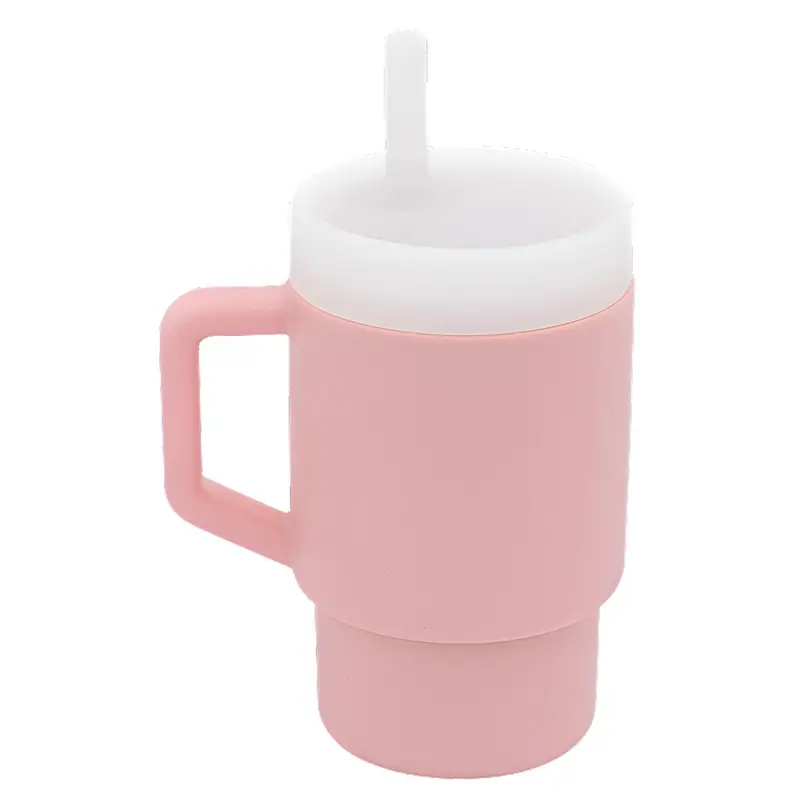 Leak-Proof Silicone Sippy Cup For Toddlers – 310 Ml Pink Insulated Bottle With Straw & Soft-Grip Design 1