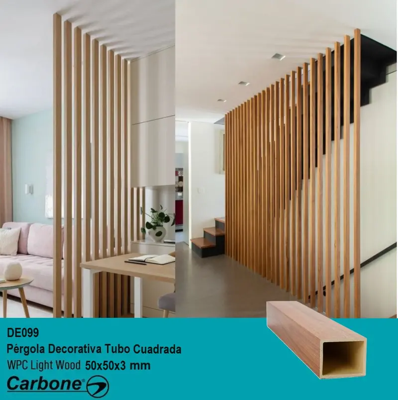 Light Wood-Effect Wpc Square Pergola Beam – 2" X 2" (50 X 50 X 2900 Mm) 1