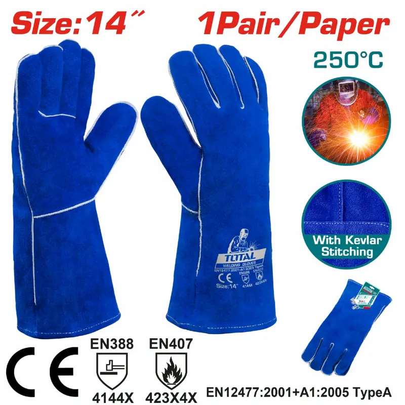 Lightweight Welding Gloves – 14-Inch Fit, Cowhide With Kevlar Reinforcement (Pair, 330G) 1