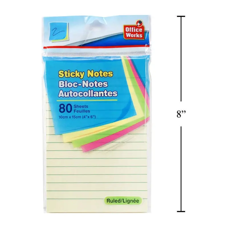 Lined Self-Adhesive Notepad – 80-Sheet Pad With Perforated Sheets 1