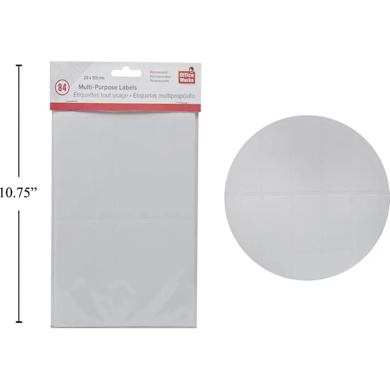 Long-Format Adhesive Labels – 84-Piece Pack, 20Mm X 105Mm Size 1