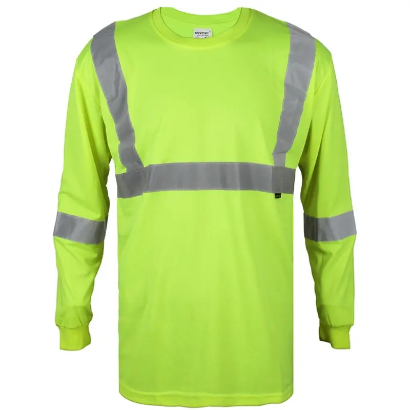 Long-Sleeve Fluorescent Green Safety Sweatshirt – Reflective Striping For Enhanced Worker Visibility 1