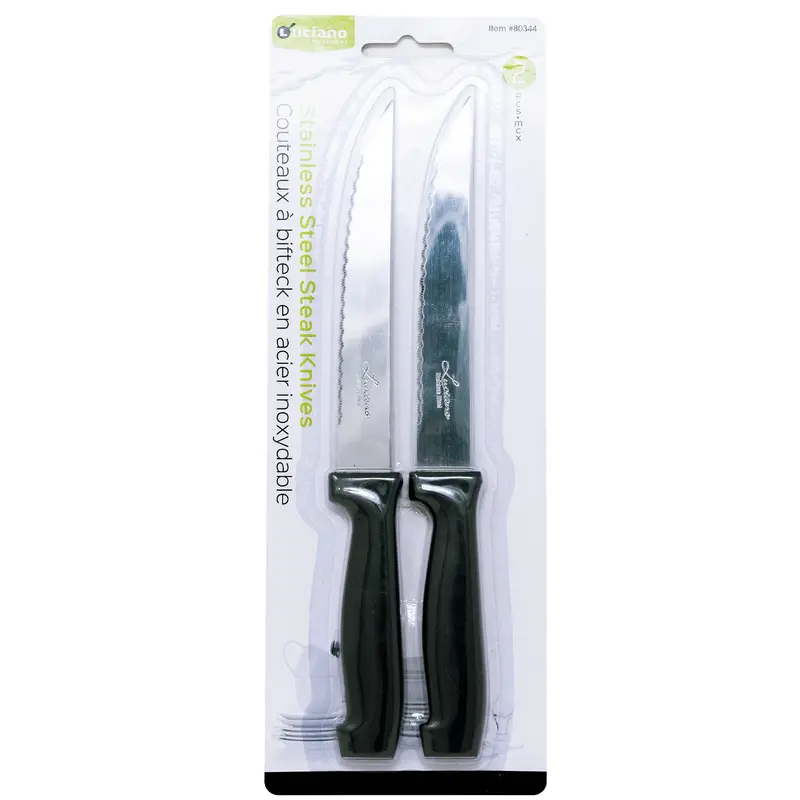 Luciano Stainless Steel Steak Knife Set — 2-Piece, Plastic Handle 1