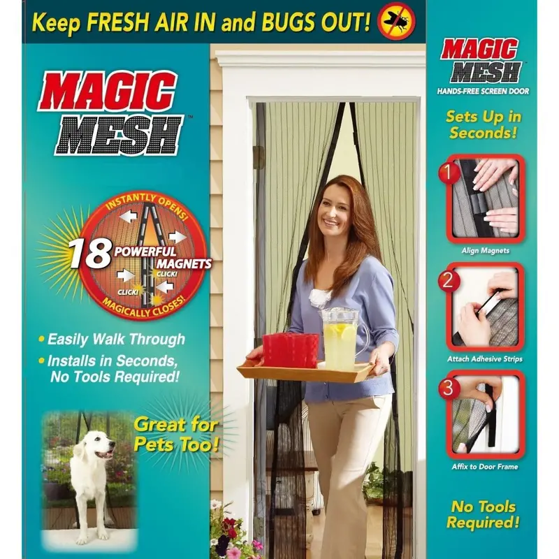Magnetic Mesh Door Curtain – Black Multi-Use Mosquito Screen, Easy Install, 100 × 190 Cm 1