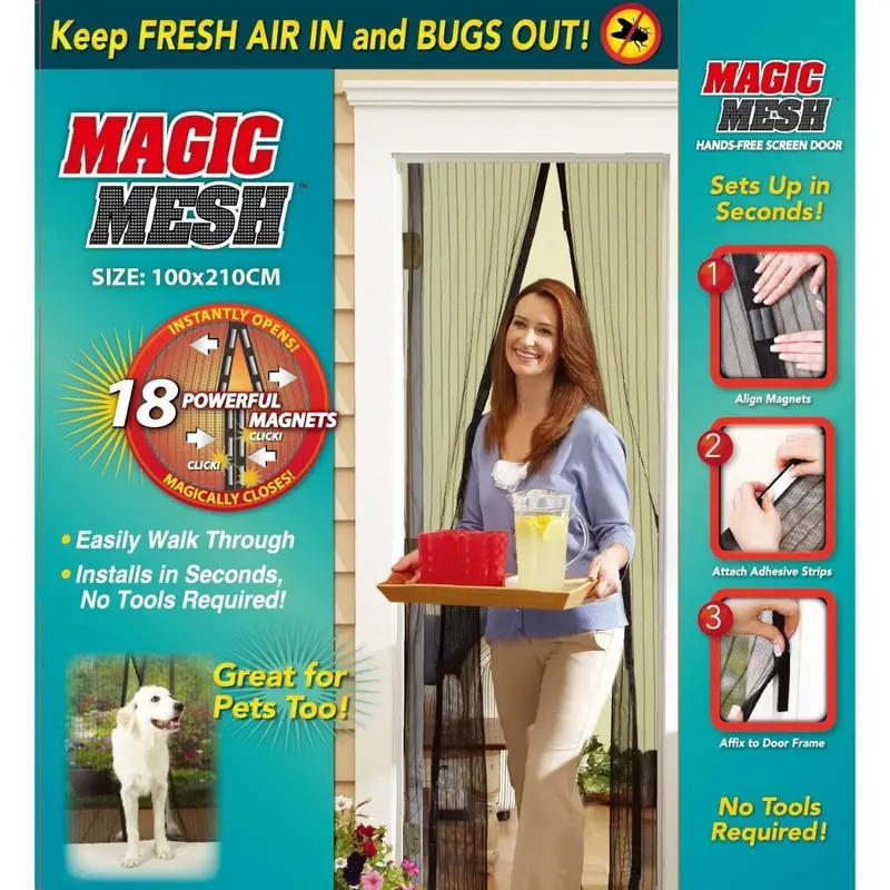 Magnetic Mosquito Net Door Curtain – Easy-Install, 100 × 210 Cm Uv-Resistant Mesh Screen 1
