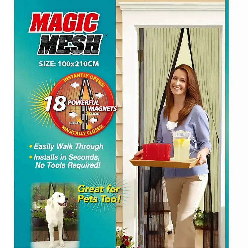 Magnetic Mosquito Screen Door Curtain – Black, 100X210 Cm, Easy-Install, Fine Mesh Insect Barrier 1