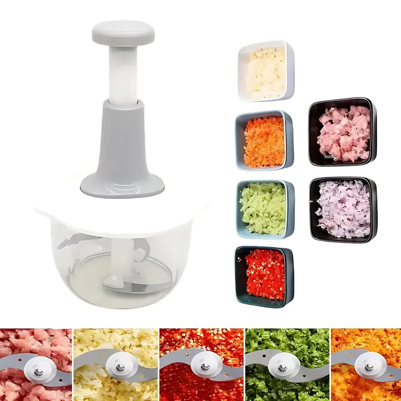 Manual Food Chopper With Stainless Steel Blades – 1.5L Hand-Crank Vegetable, Fruit & Meat Processor 1