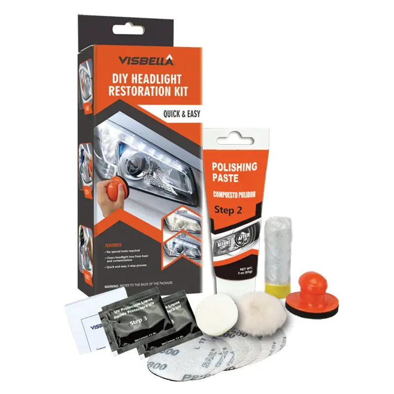 Manual Headlight Restoration Kit – Restores Front, Rear, Turn Signal & Fog Lights 1