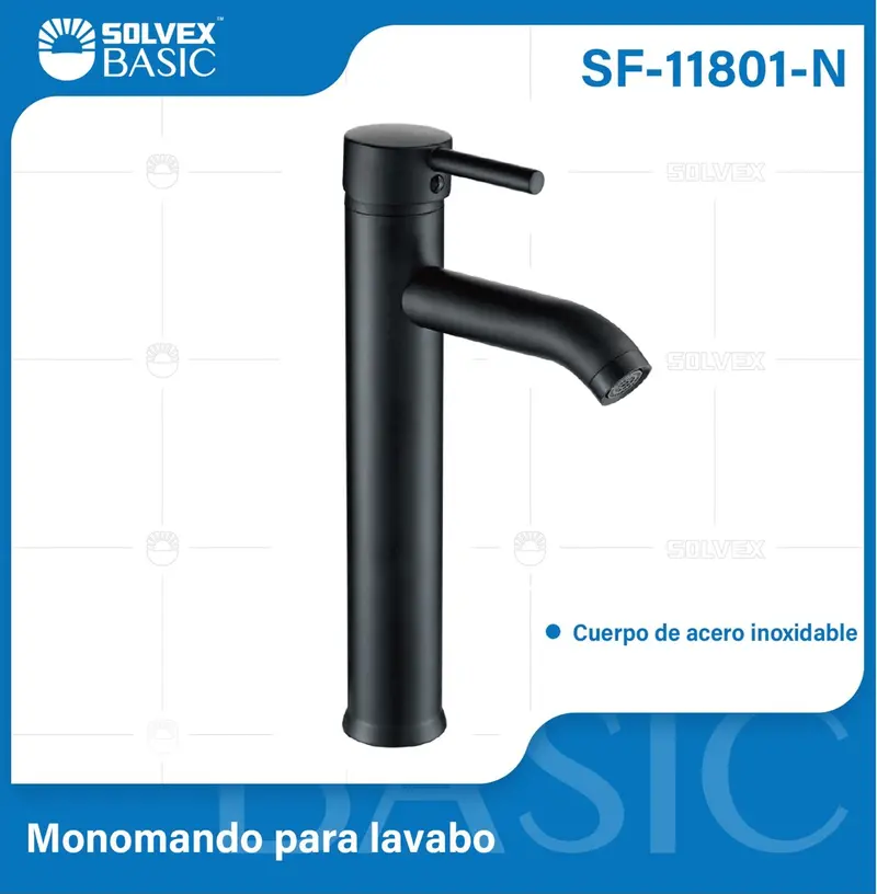 Matte Black Single-Handle Bathroom Faucet With Stainless Steel Spout 1