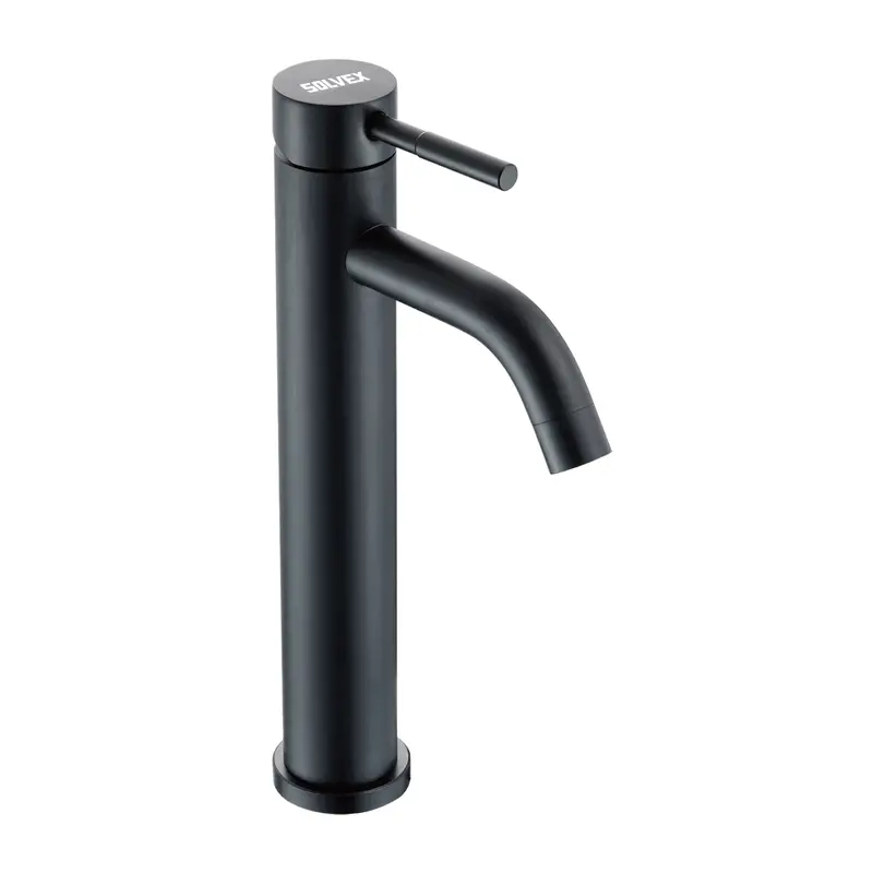 Matte Black Single-Handle Bathroom Faucet With Stainless Steel Spout And Dual-Temp Control 2