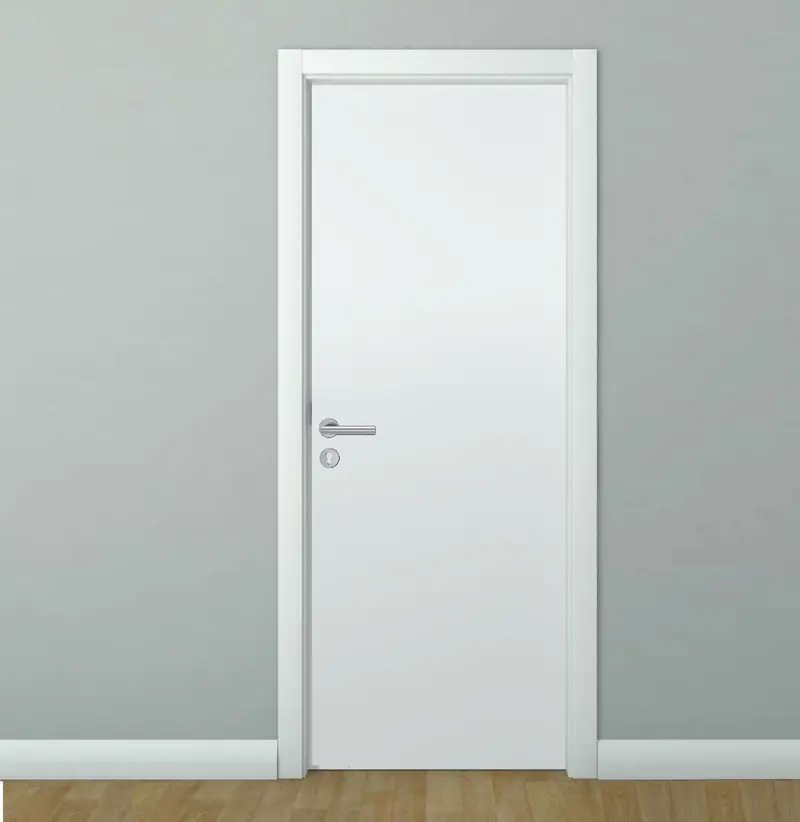 Matte White Wpc Interior Door – Space-Saving 70X215 Cm With Frame & Silver Hardware 1