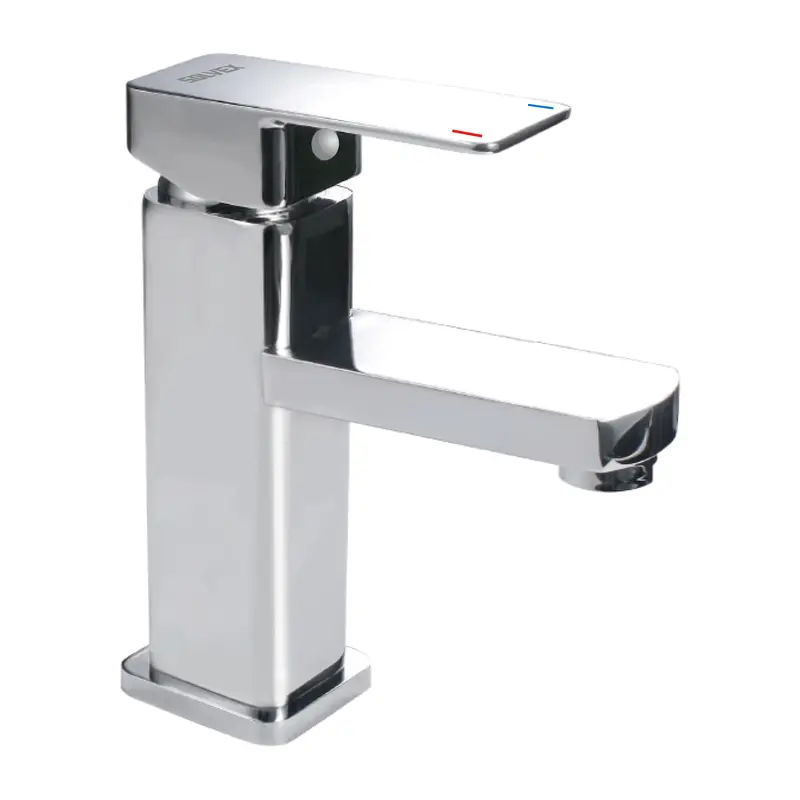 Modern Square-Design Single-Handle Bathroom Faucet: Zinc-Bodied Lavatory Tap With Cold & Hot Water Control – Matte Black 2