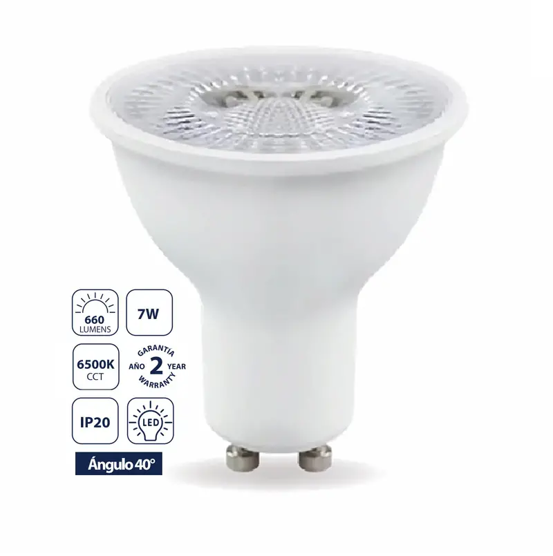 Mr16 Gu10 Led Spotlight – 7W, 6500K Cool White, 660Lm, 300° Beam, Halogen-Style Design (5×5Cm) 1