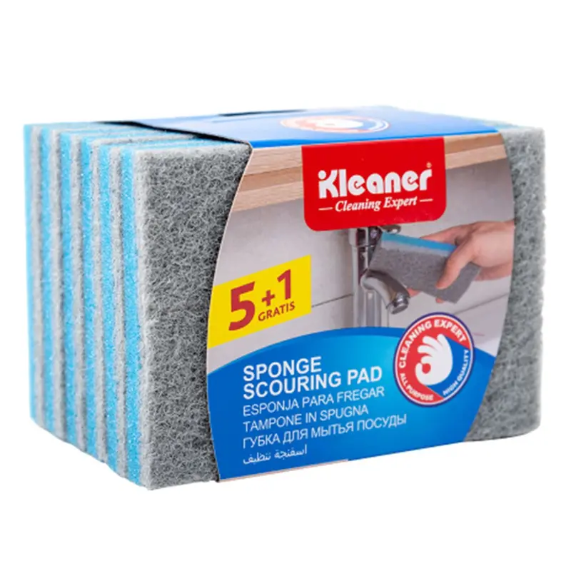 Multi-Surface Scouring Sponges – 13 × 9Cm, 6-Pack With Abrasive Fibre Layer 1