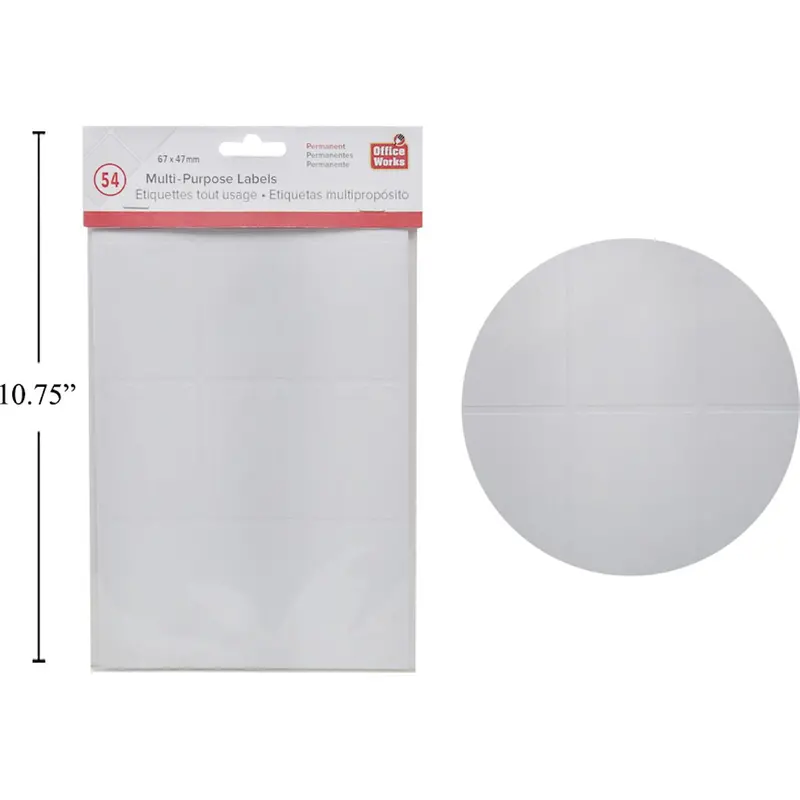 Multi-Use Rectangular Labels – 54-Piece Pack, 67Mm X 47Mm Format 1