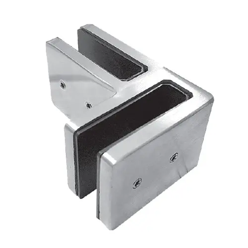 No-Drill 90° Glass Clip – Satin Finish, 40Mm Height, Supports 8–12.76Mm Glass 1