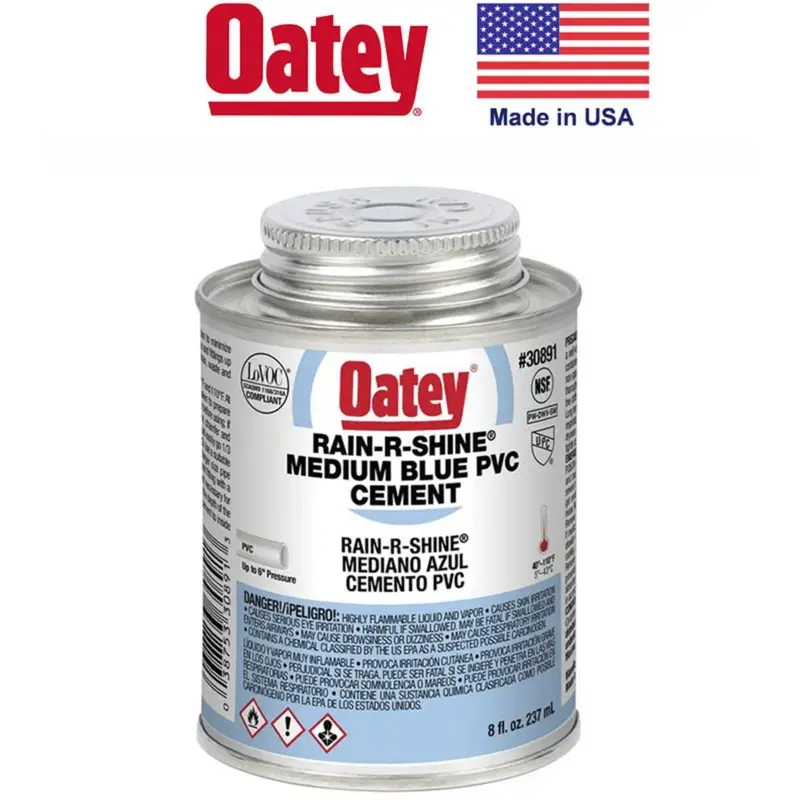Oatey Blue Pvc Cement – ½-Pint Rain Or Shine Solvent Cement For Pvc Pipe 1
