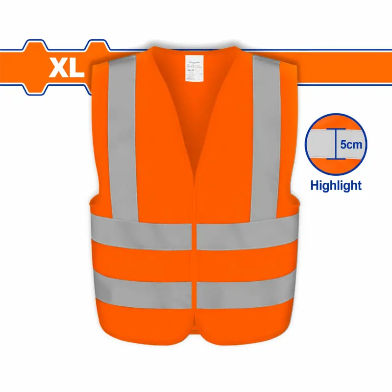 Orange Reflective Safety Vest With 5Cm Wide Band – Polyester, Xl Size 1