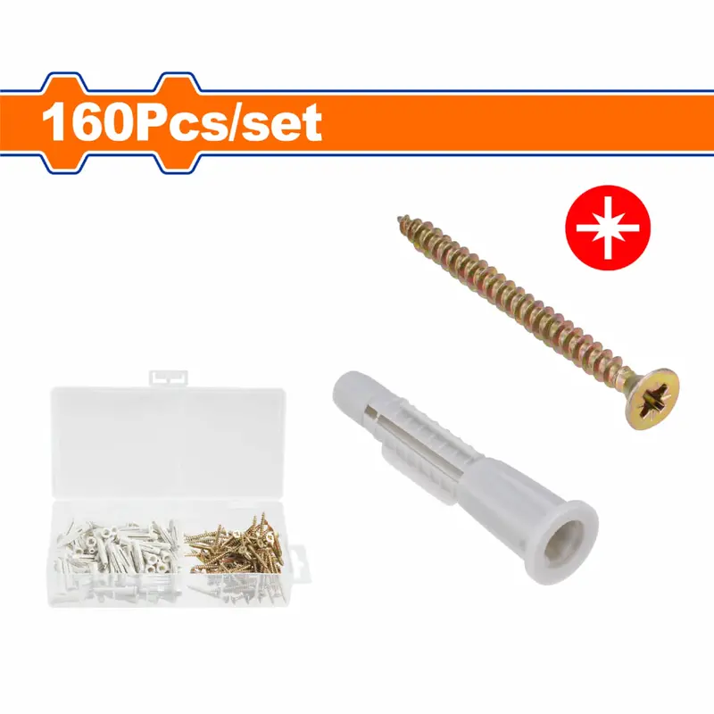 Particleboard Screw & Anchor Kit – 160-Piece Pozidrive Set (5X31 Mm Screws + 3.5X35 Mm Anchors), Galvanized Steel 1
