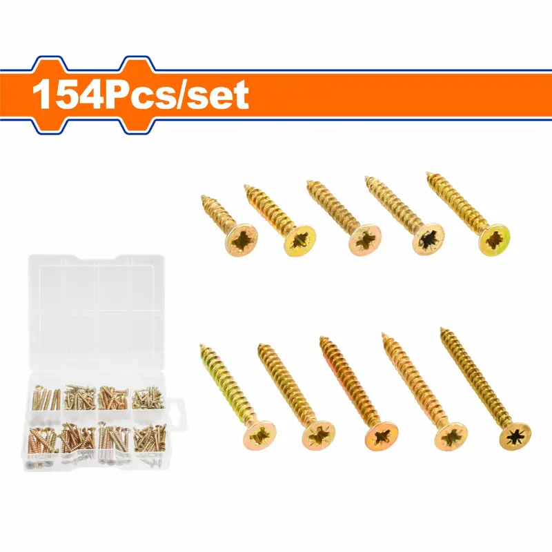Particleboard Screw Assortment – 154-Piece Phillips-Head Galvanized Carbon Steel Kit For Compressed Wood 1