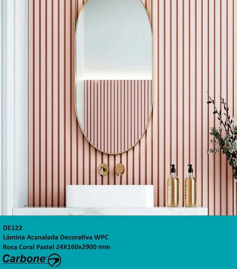 Pastel Coral Pink Wpc Grooved Decorative Plank – 24 × 160 × 2900 Mm 1